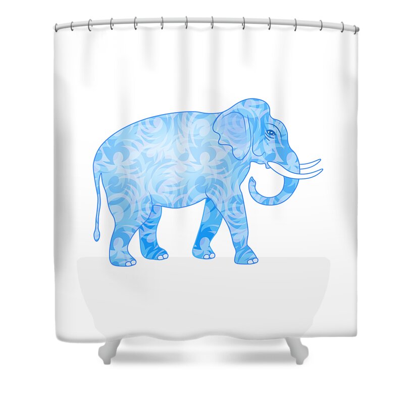 Elephant Shower Curtain featuring the digital art Damask Pattern Elephant by Antique Images 