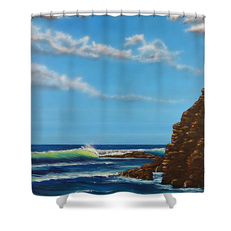 Dana Point Shower Curtain featuring the painting Dana Point Walk by Mary Scott