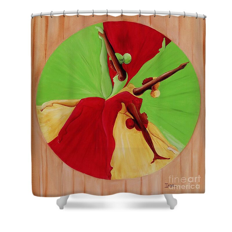 Dancing Shower Curtain featuring the painting Dance Circle by Ikahl Beckford