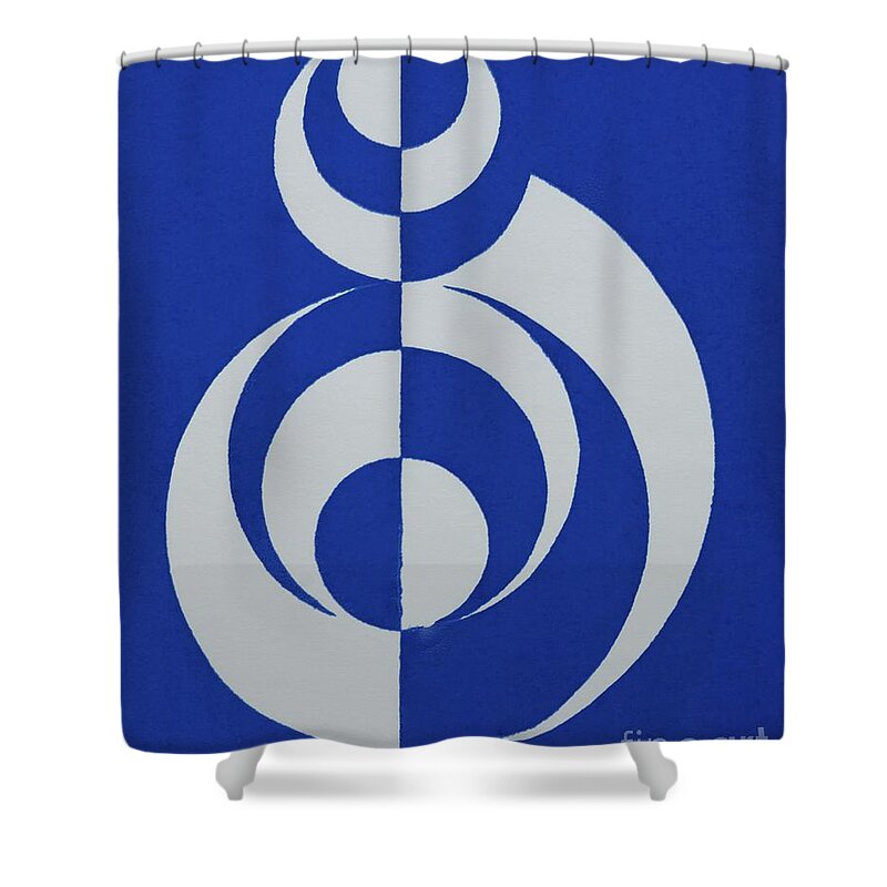 Blue Shower Curtain featuring the mixed media Dancer by AnnaJo Vahle