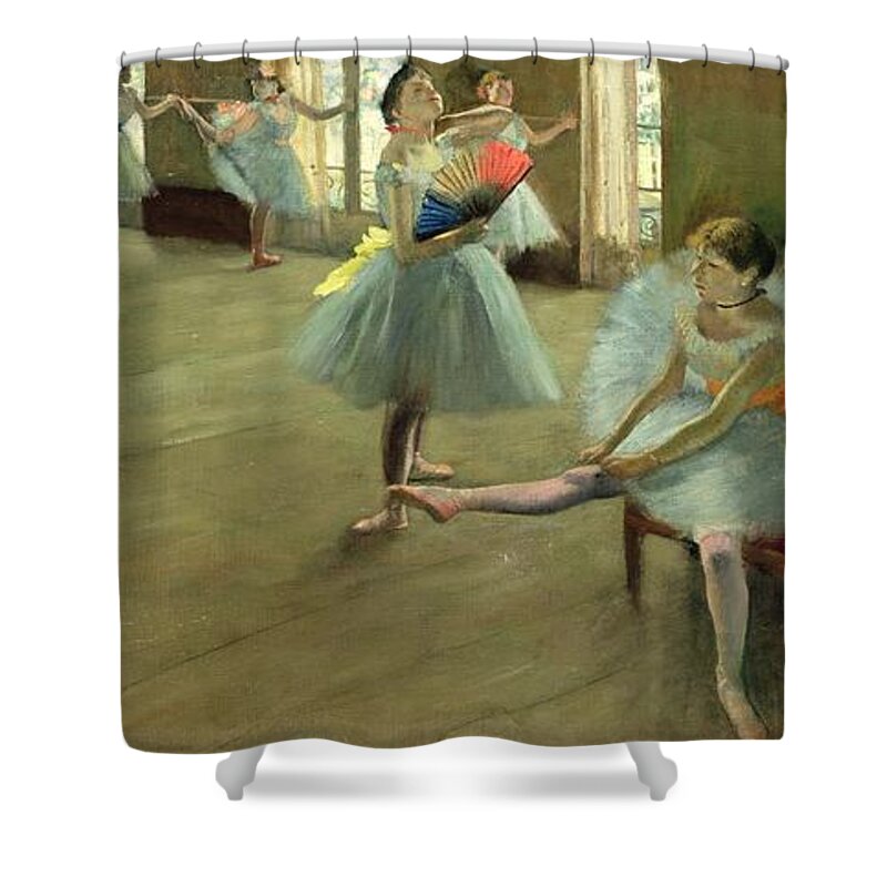 Degas Shower Curtain featuring the painting Dancers in the Classroom by Edgar Degas