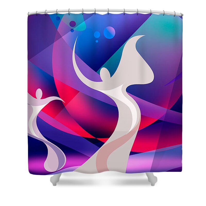 Dance Shower Curtain featuring the digital art Dancing Ghosts by Peter Awax
