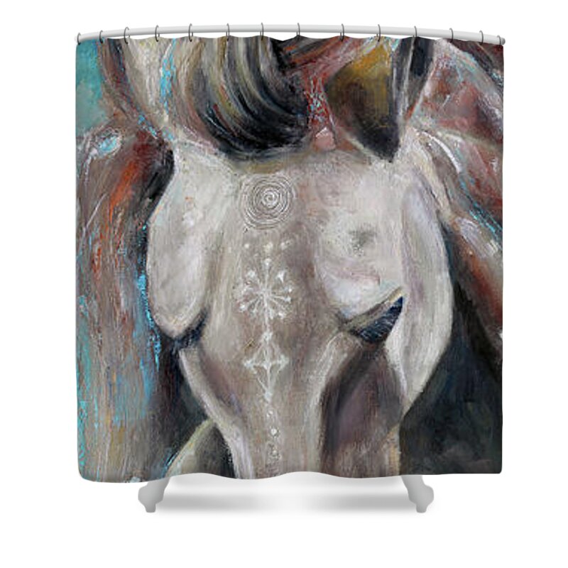 Dance Shower Curtain featuring the painting Dancing Horse by Manami Lingerfelt