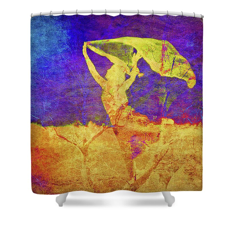 Landscape Shower Curtain featuring the digital art Dancing in the Field by Sandra Selle Rodriguez