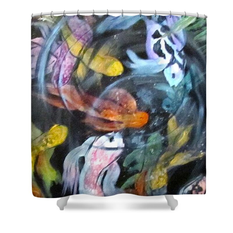 Koi Shower Curtain featuring the painting Dancing Koi by Barbara O'Toole