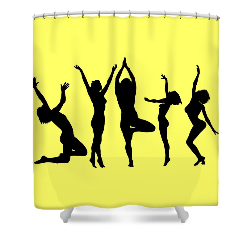 Dancers Shower Curtain featuring the digital art Dancing Silhouettes by John Haldane