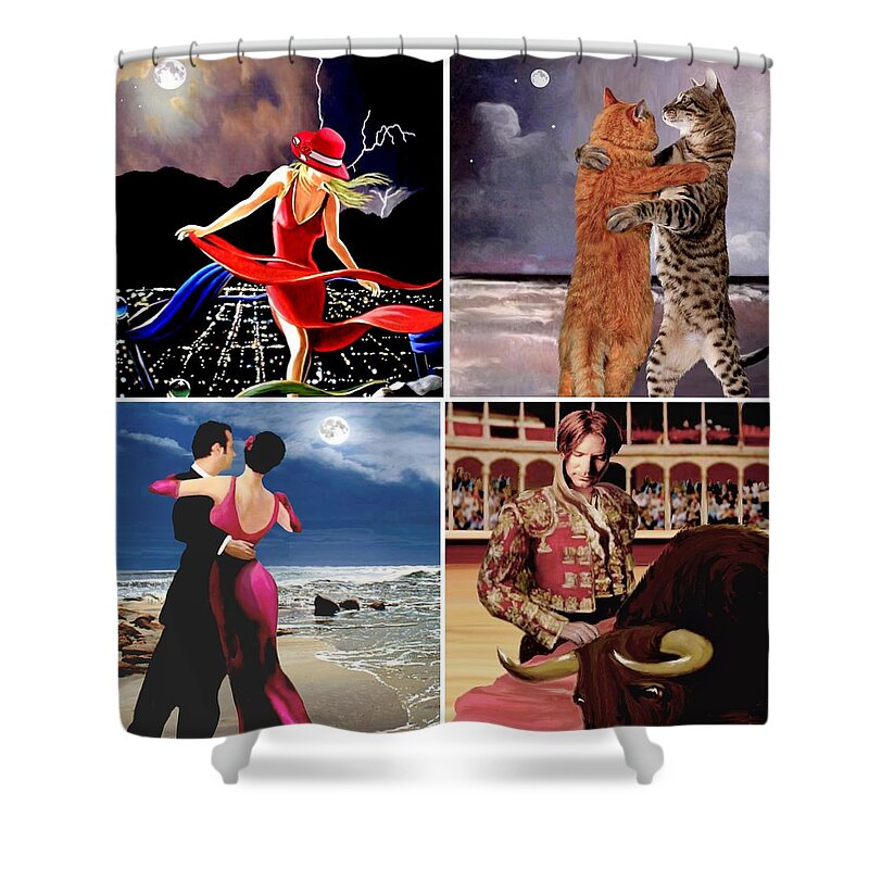 Love Shower Curtain featuring the painting Dancing with stars by Ron Chambers