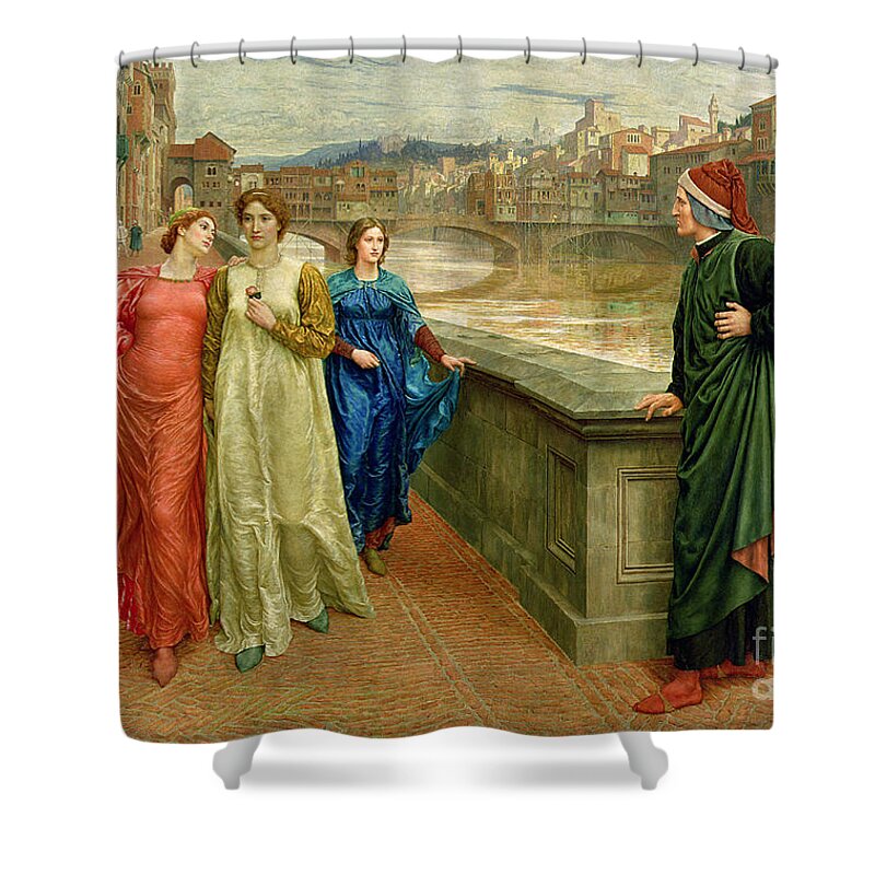 Dante And Beatrice Shower Curtain featuring the painting Dante and Beatrice by Henry Holiday