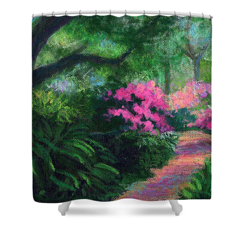Landscape Shower Curtain featuring the painting Dappled Light by Diane Martens