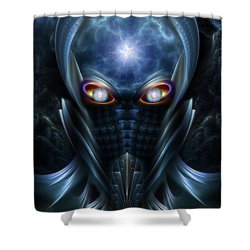 Darian Warrior Shower Curtain featuring the digital art Darian Warrior Fractal Portrait by Rolando Burbon