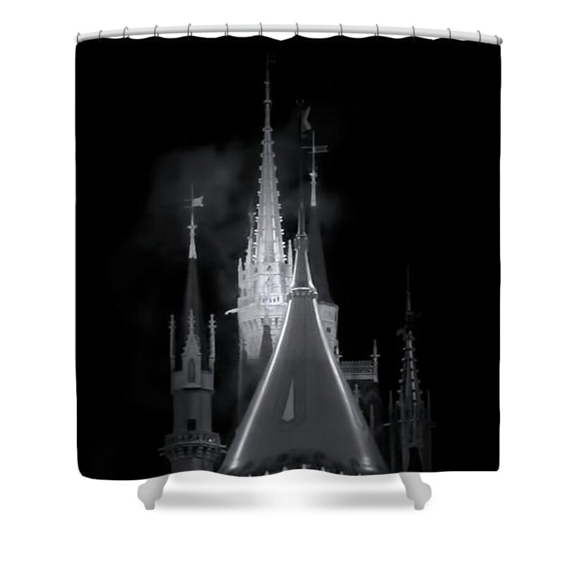 Magic Kingdom Shower Curtain featuring the photograph Dark Castle by Mark Andrew Thomas
