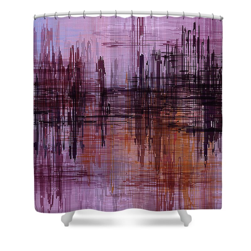 Abstract Shower Curtain featuring the painting Dark Lines Abstract and Minimalist Painting by Inspirowl Design