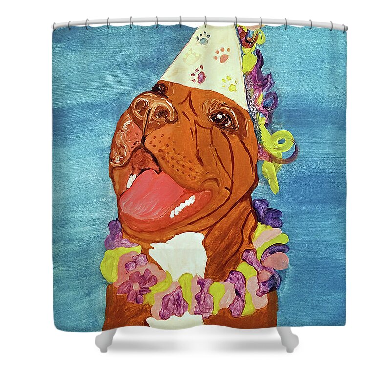 Pet Shower Curtain featuring the painting Date With Paint Feb 19 Kayna by Ania M Milo