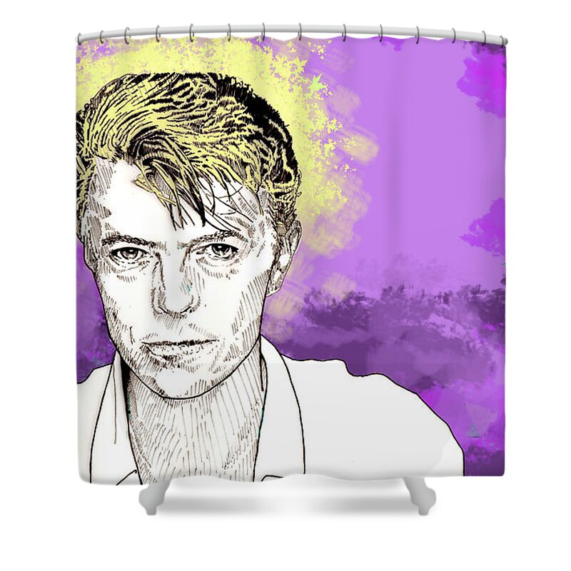 Liza Jane Shower Curtain featuring the digital art David Bowie by Jason Tricktop Matthews