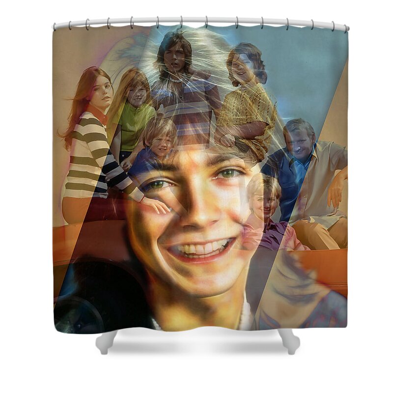 David Cassidy Shower Curtain featuring the mixed media David Cassidy by Marvin Blaine