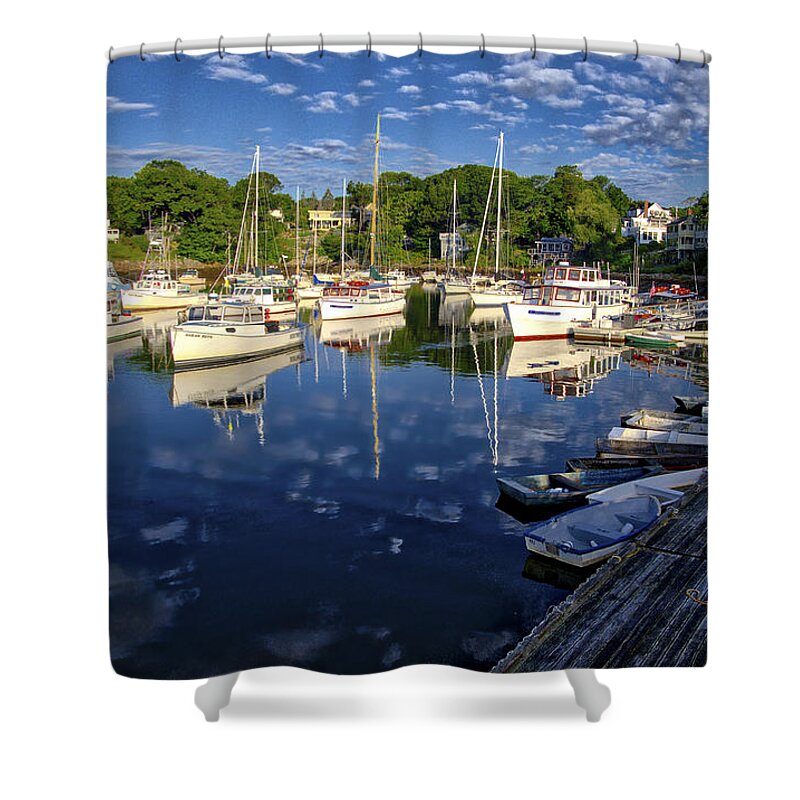 Boat Shower Curtain featuring the photograph Dawn at Perkins Cove - Maine by Steven Ralser