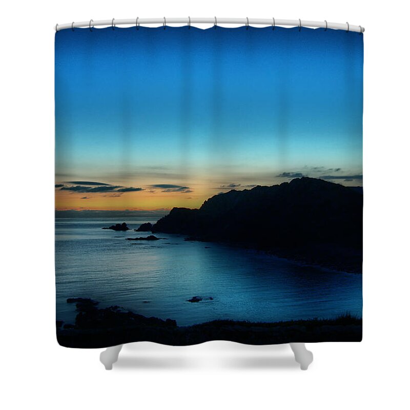 Outdoor Shower Curtain featuring the photograph Dawn Blue In Mediterranean Island Of Minorca By Pedro Cardona by Pedro Cardona Llambias
