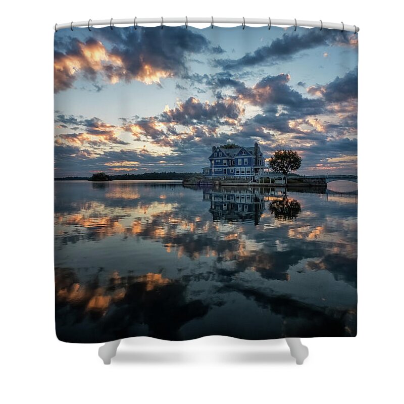 St Lawrence Seaway Shower Curtain featuring the photograph Dawn On The River by Tom Singleton
