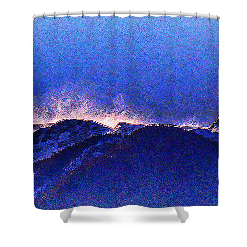 Winter Shower Curtain featuring the photograph Dawn with Snow Banners Over Truchas Peaks by Anastasia Savage Ealy