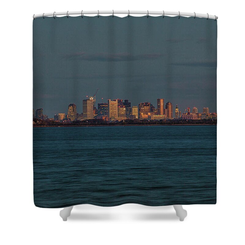 Dawns Early Light Illuminates Boston Massachusetts Shower Curtain featuring the photograph Dawns Early Light Illuminates Boston Massachusetts by Brian MacLean