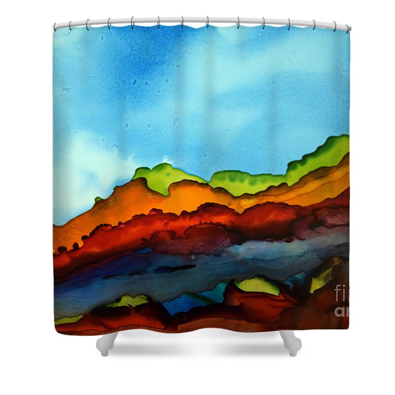 Landscape Shower Curtain featuring the painting Day Hike by Beth Kluth