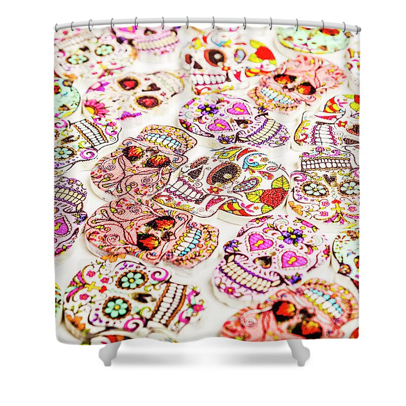 Sugarskull Shower Curtain featuring the photograph Day of the dead colors by Jorgo Photography