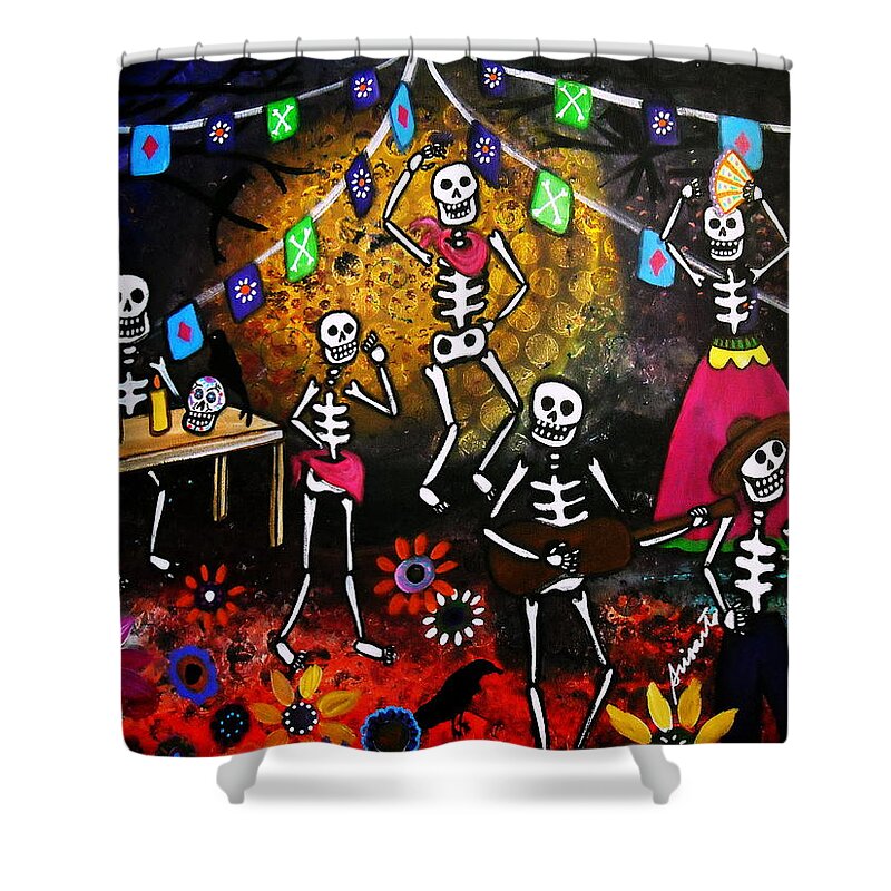 Festival Shower Curtain featuring the painting Day Of The Dead Festival by Pristine Cartera Turkus