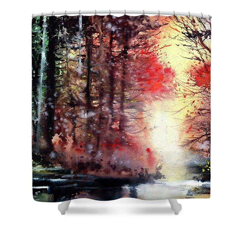 Nature Shower Curtain featuring the painting Daybreak 2 by Anil Nene