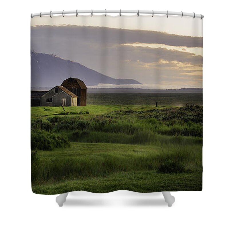 Teton Shower Curtain featuring the photograph Daybreak by Mary Angelini