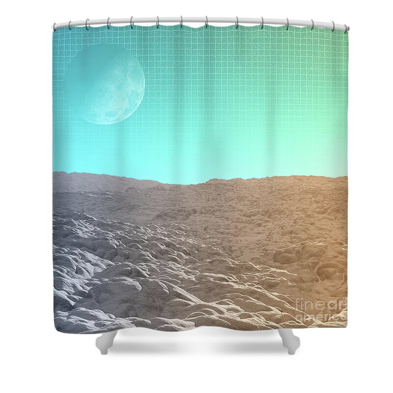 Moon Shower Curtain featuring the digital art Daylight In The Desert by Phil Perkins
