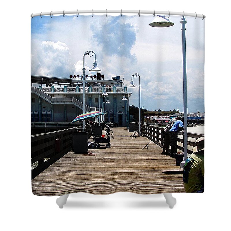 Daytona Shower Curtain featuring the photograph Daytona Beach Fishing Pier  by Christopher Mercer