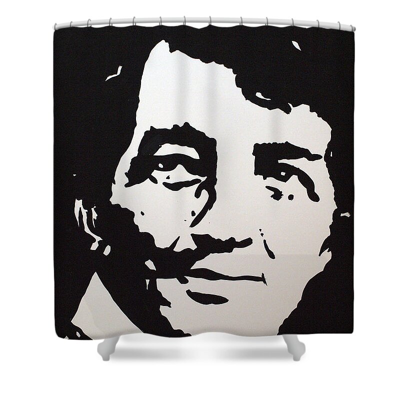 The Rat Pack Shower Curtain featuring the drawing Dean Martin Loving Life by Robert Margetts
