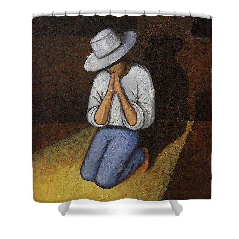 God Shower Curtain featuring the painting Dear God 4 by Lance Headlee