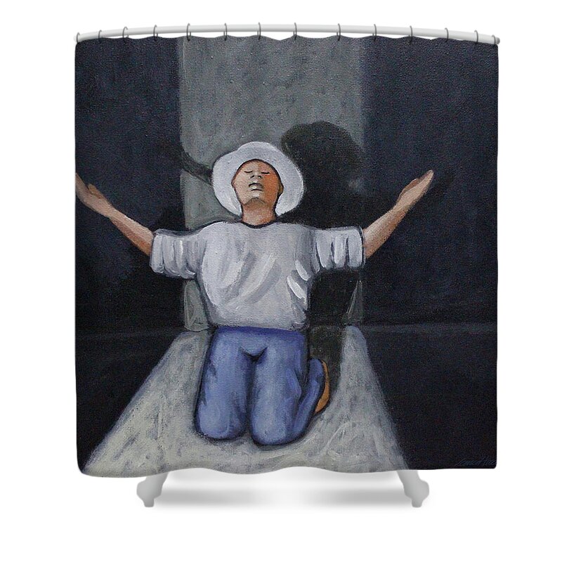 Jesus Shower Curtain featuring the painting Dear God 7 by Lance Headlee