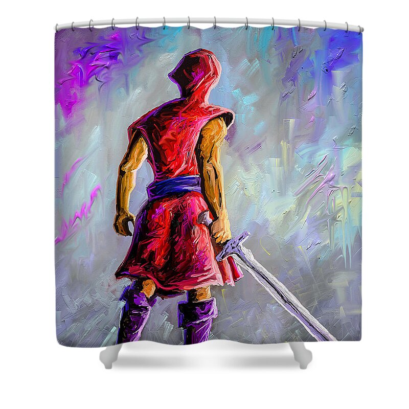 Thug Shower Curtain featuring the painting Debt Collector by Anthony Mwangi