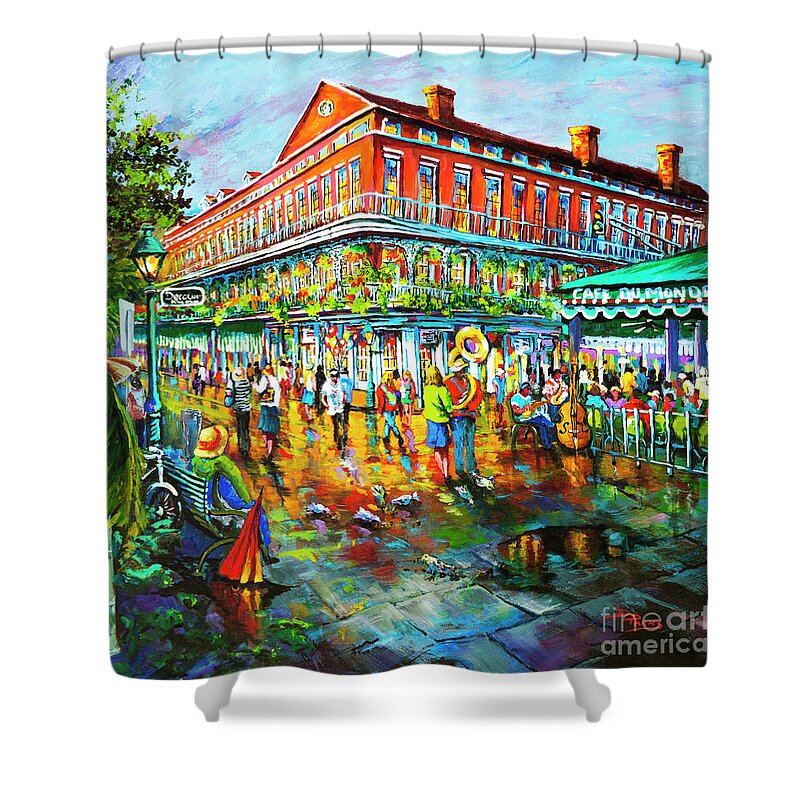 New Orleans Art Shower Curtain featuring the painting Decatur Evening by Dianne Parks