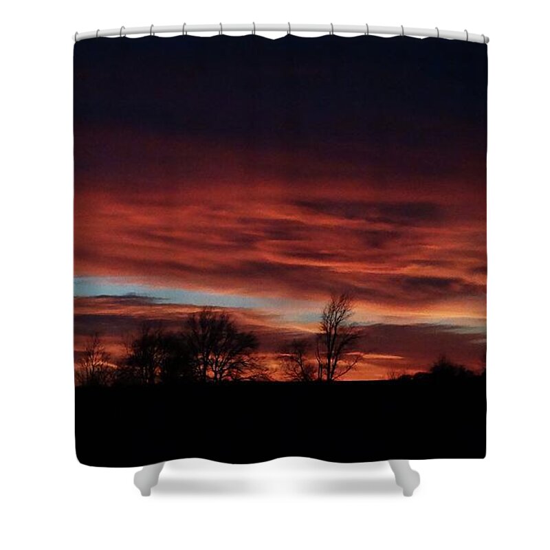 Sunset Prints Shower Curtain featuring the photograph December 2016 Farm Sunset by J L Zarek