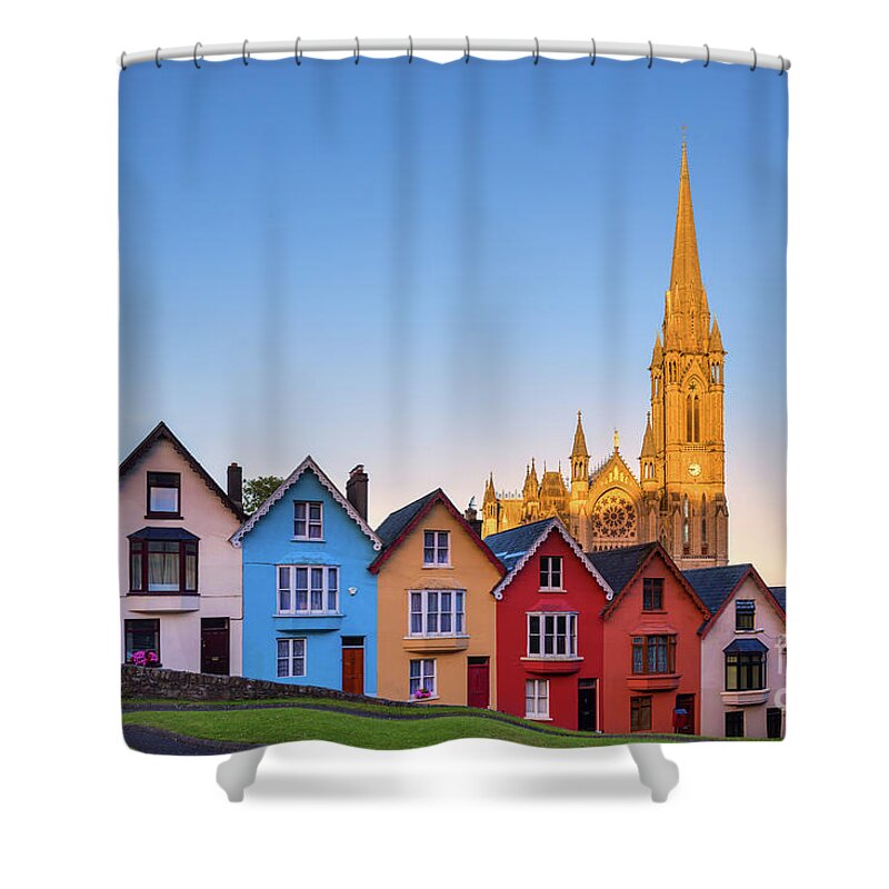 Ireland Shower Curtain featuring the photograph Deck of Cards and St Colman's Cathedral, Cobh, Ireland by Henk Meijer Photography