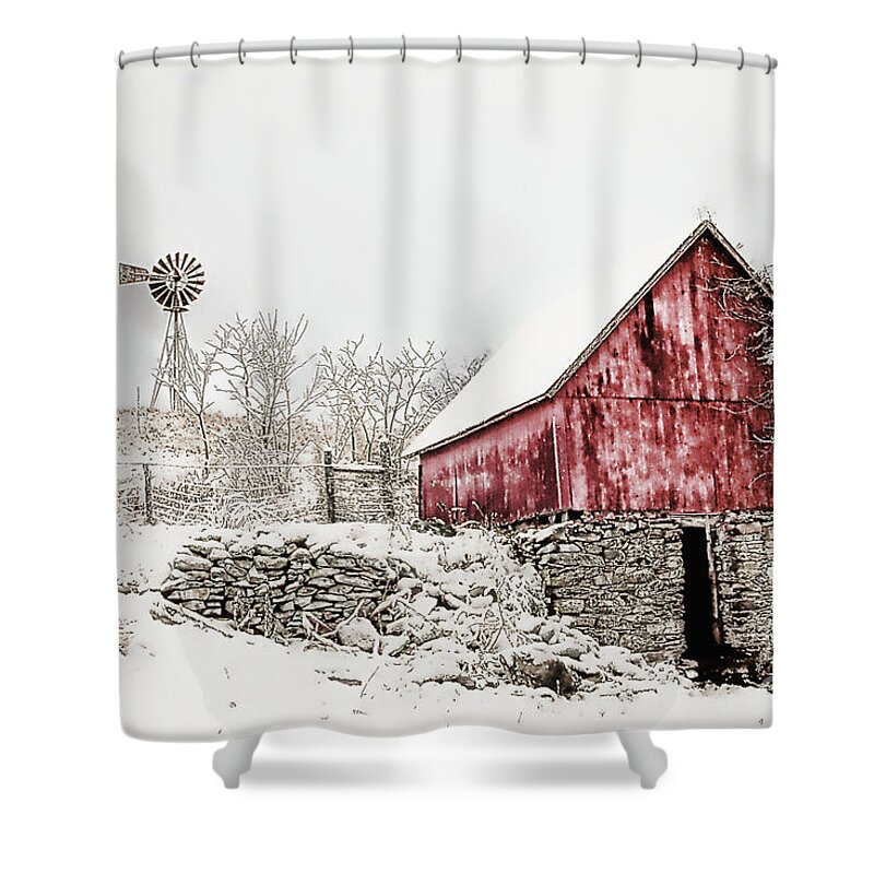 Barn Shower Curtain featuring the photograph Decked in White by Nicki McManus