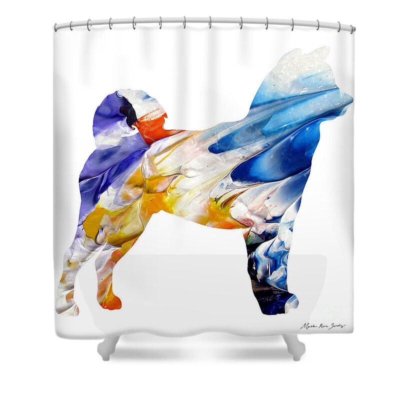 Martha Ann Sanchez Shower Curtain featuring the painting Decorative Husky Abstract O1015E by Mas Art Studio