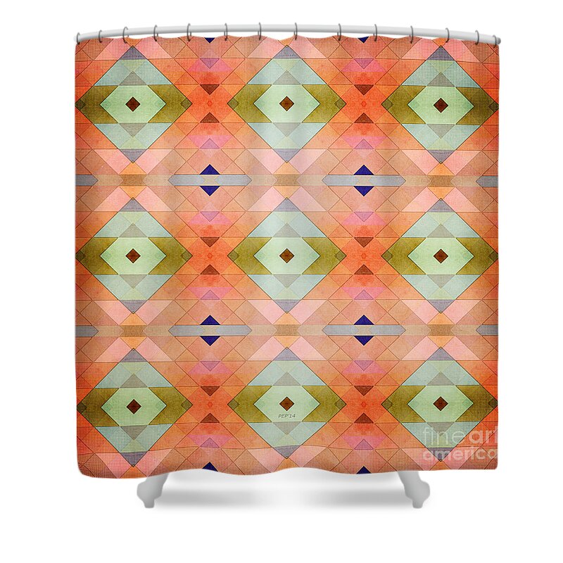 Orange Shower Curtain featuring the digital art Decorative Textural Orange Pattern by Phil Perkins