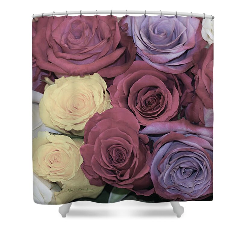 Roses Shower Curtain featuring the photograph Decorative WallArt Brilliant Roses Photo C41217 by Mas Art Studio