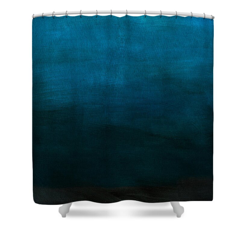 Blue Shower Curtain featuring the mixed media Deep Blue Mood- Abstract Art by Linda Woods by Linda Woods