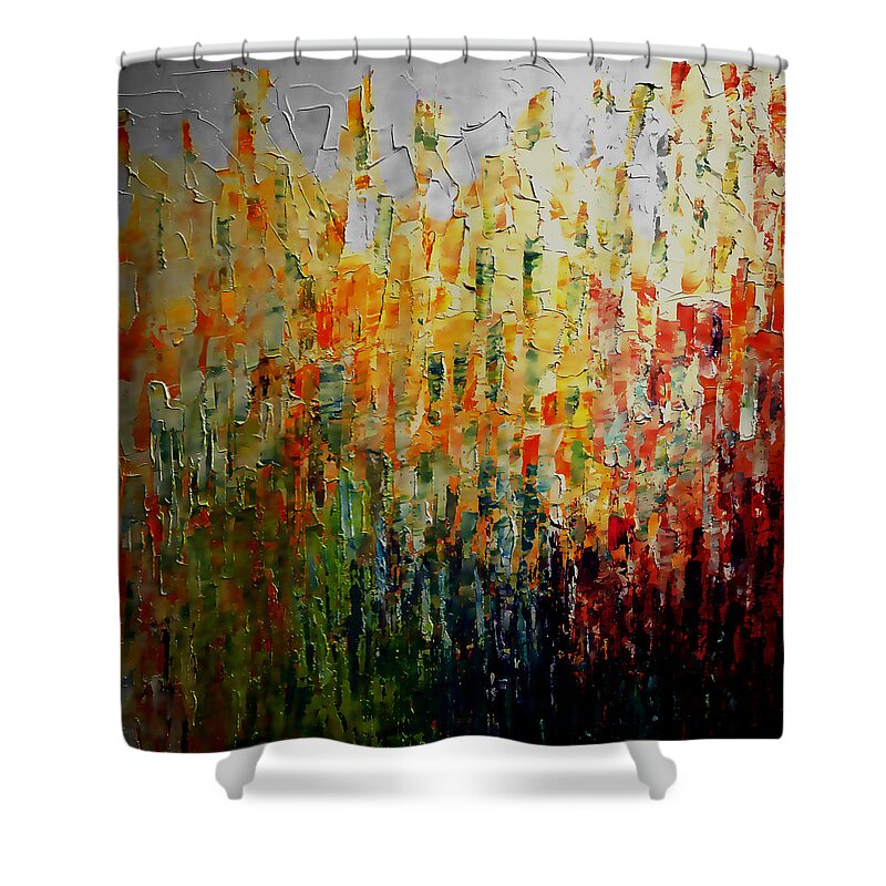 Deep Shower Curtain featuring the painting Deep Garden by Linda Bailey