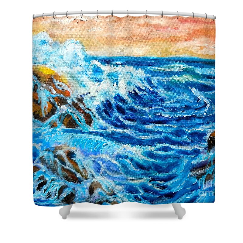 Ocean Shower Curtain featuring the painting Deep by Jenny Lee
