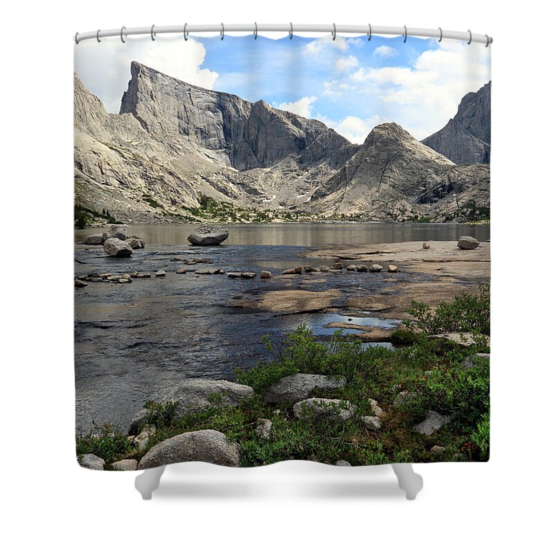 Wyoming Shower Curtain featuring the photograph Deep Lake and Temple Mountains by Brett Pelletier