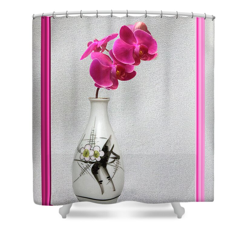 Flowers Shower Curtain featuring the photograph Deep Pink Orchids by Linda Phelps