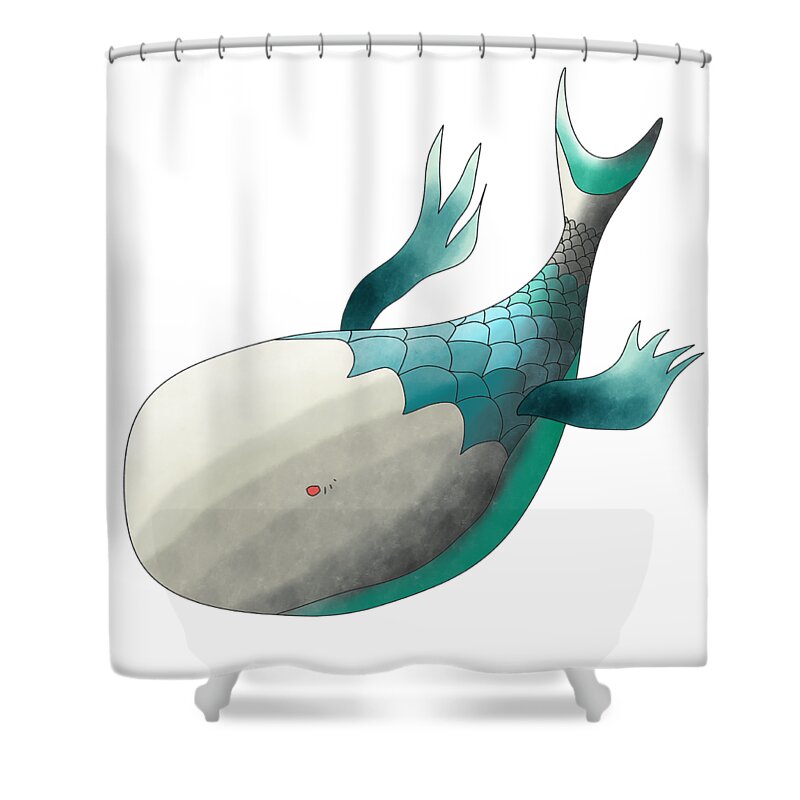 Deep Sea Fish Is A Digital Painting That Is An Artistic Vision Of A Deep-sea Fish. Shower Curtain featuring the digital art Deep Sea Fish by Piotr Dulski