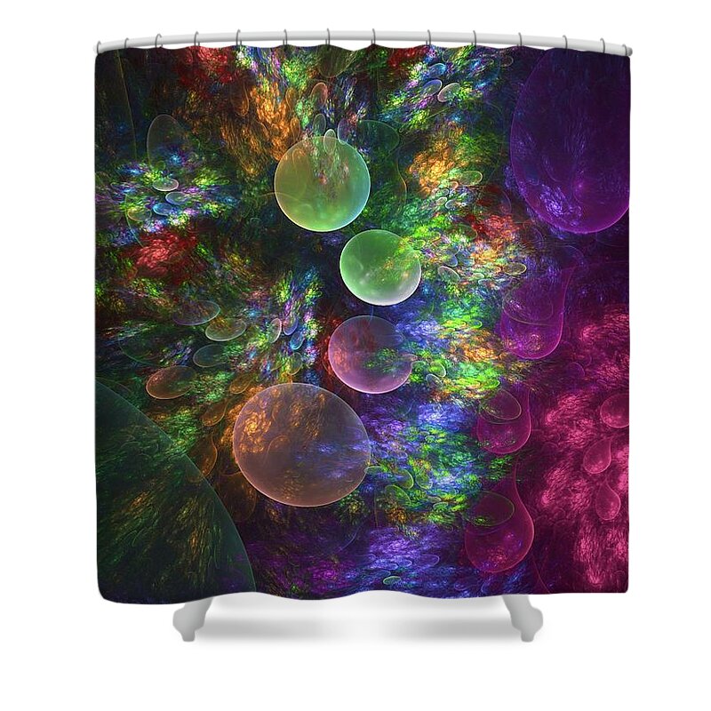 Fractal Shower Curtain featuring the digital art Deep Sea Flora I by Amorina Ashton
