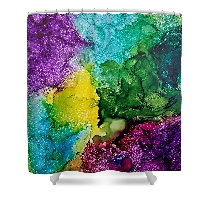 Abstract Shower Curtain featuring the painting Deeper Spring Colors by Gerry Smith